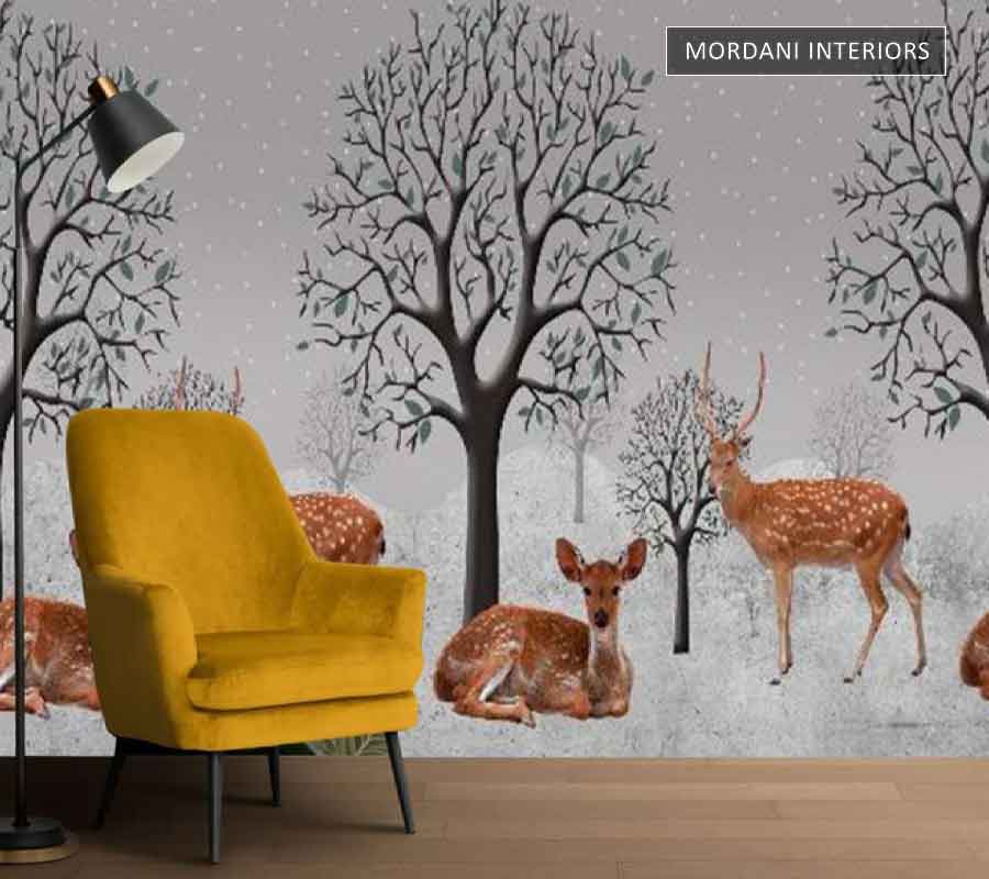 DEER FOREST ANIMAL TROPICAL WALL MURALS _ I